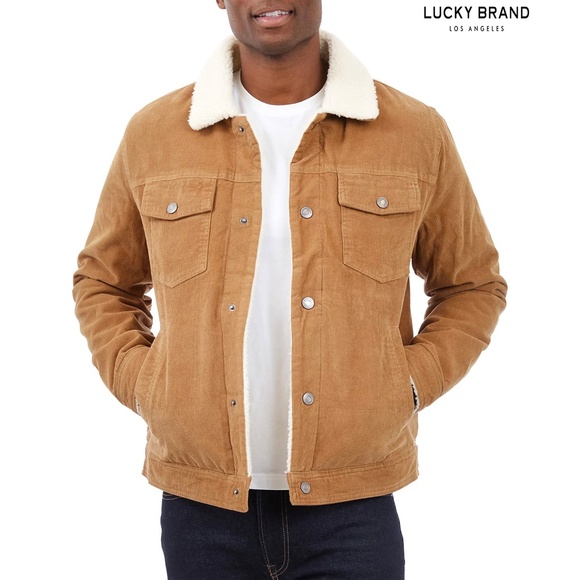 LUCKY BRAND NWT KENTON CORDUROY FAUX SHEARLING LINED HONEY TRUCKER JACKET.SIZE M - Picture 1 of 12